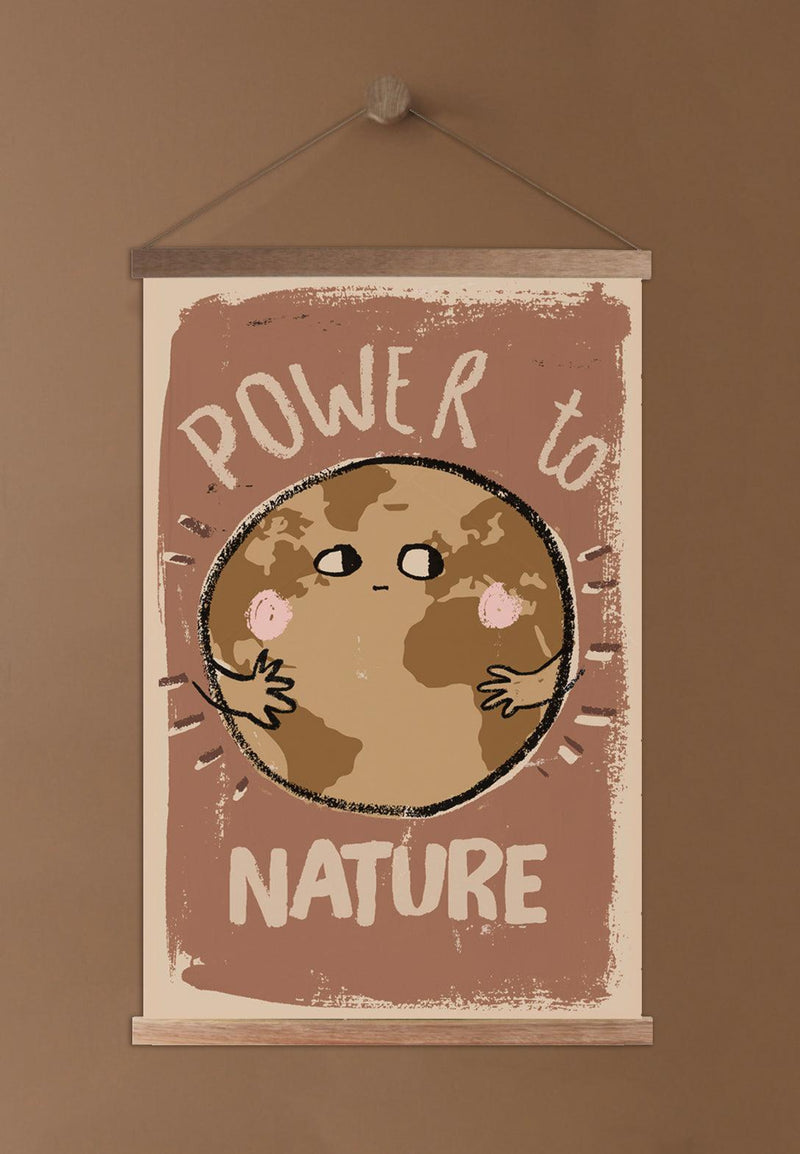 Póster escolar de lona con marco magnético de madera-Power to Nature - studioloco