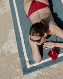 Serviette De Plage Unie - Gris / Crème