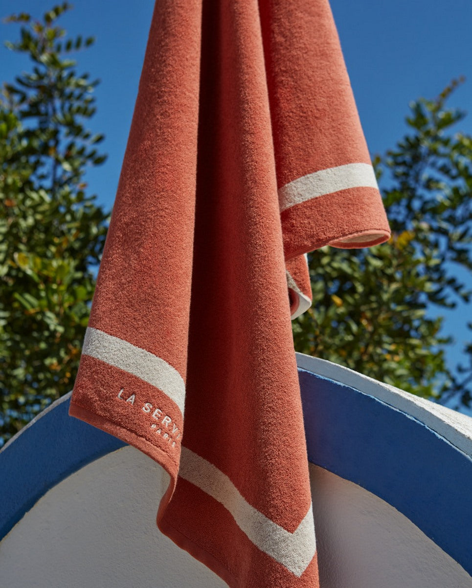 Plain Beach Towel - Rust / Cream