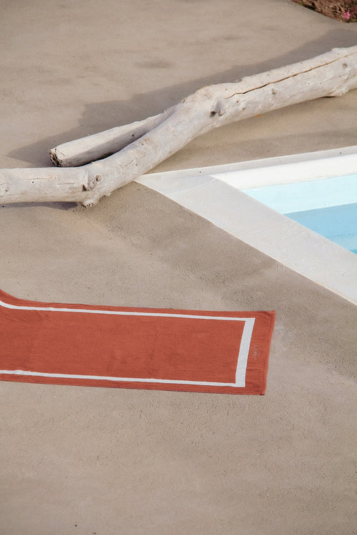 Serviette De Plage Unie - Rouille / Crème