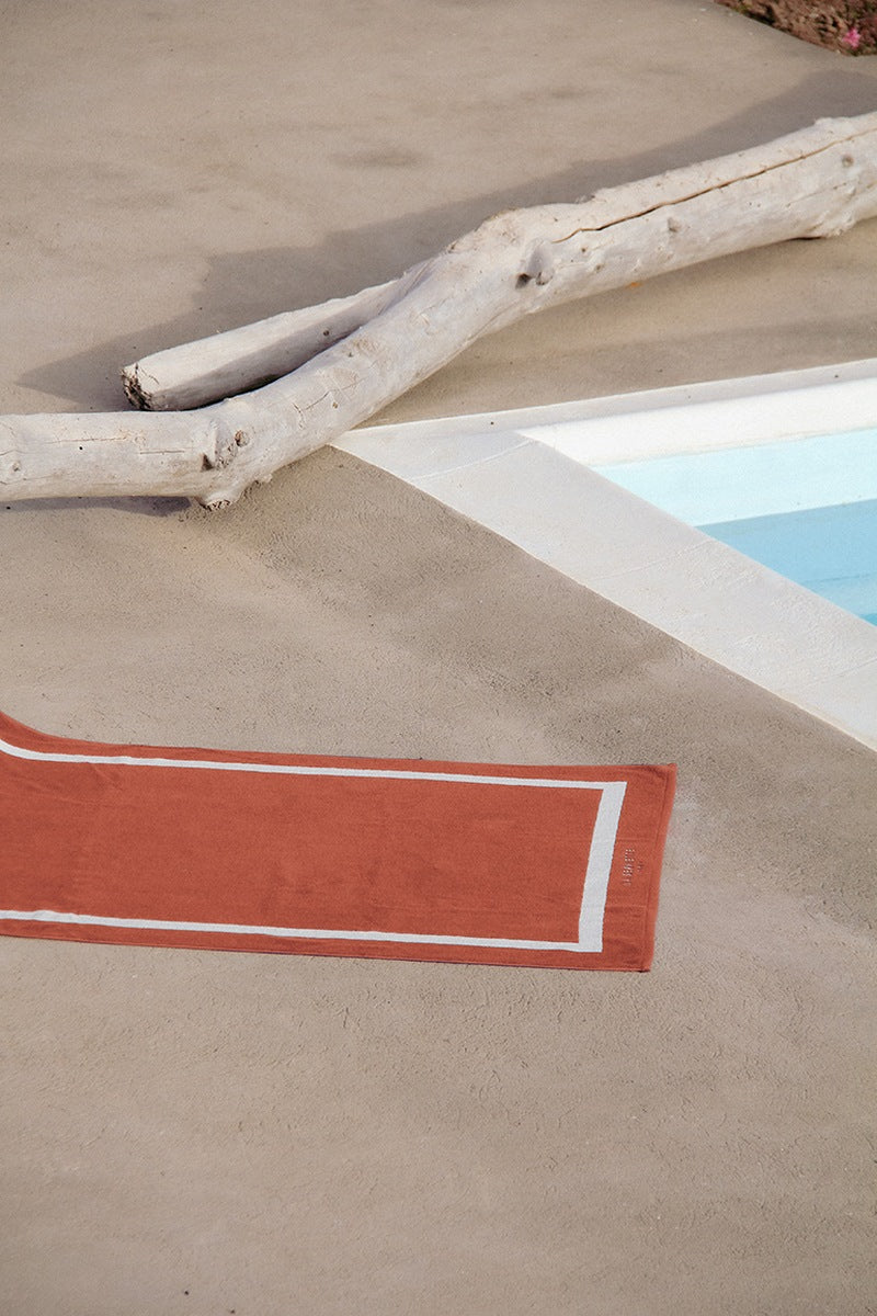 Serviette De Plage Unie - Rouille / Crème