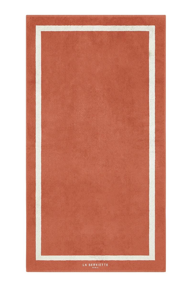 Serviette De Plage Unie - Rouille / Crème