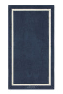 Serviette De Plage Unie - Bleu Océan / Crème