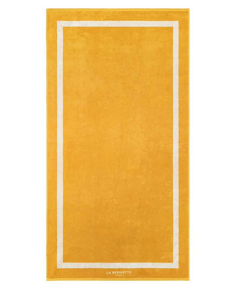 Serviette De Plage Unie - Jaune Gold / Crème