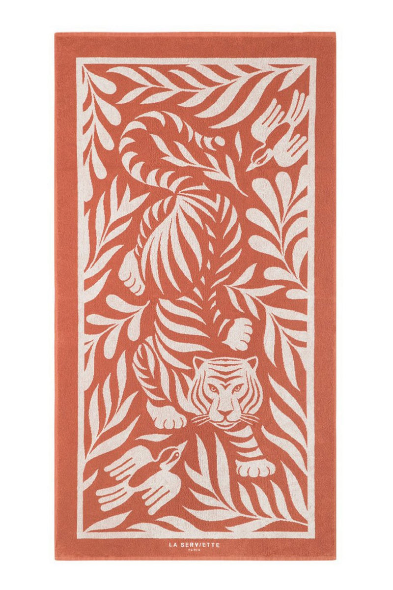 Serviette De Plage Tigre - Rouille / Crème