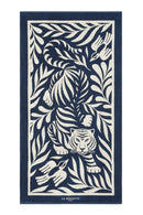 Serviette De Plage Tigre - Bleu Océan / Crème