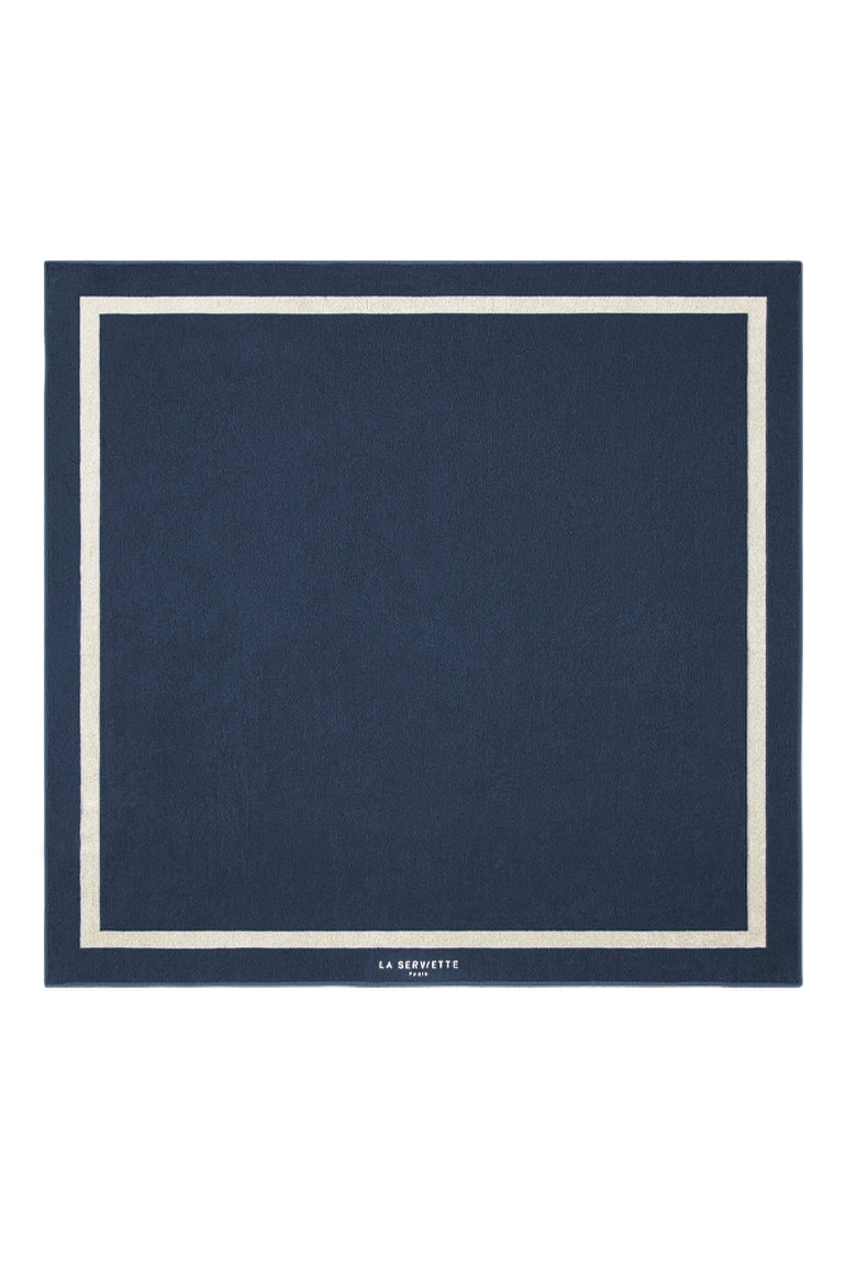 Serviette De Plage XXL Unie - Bleu Océan / Crème