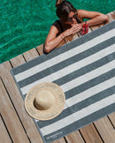 Serviette De Plage Rayures - Gris / Crème