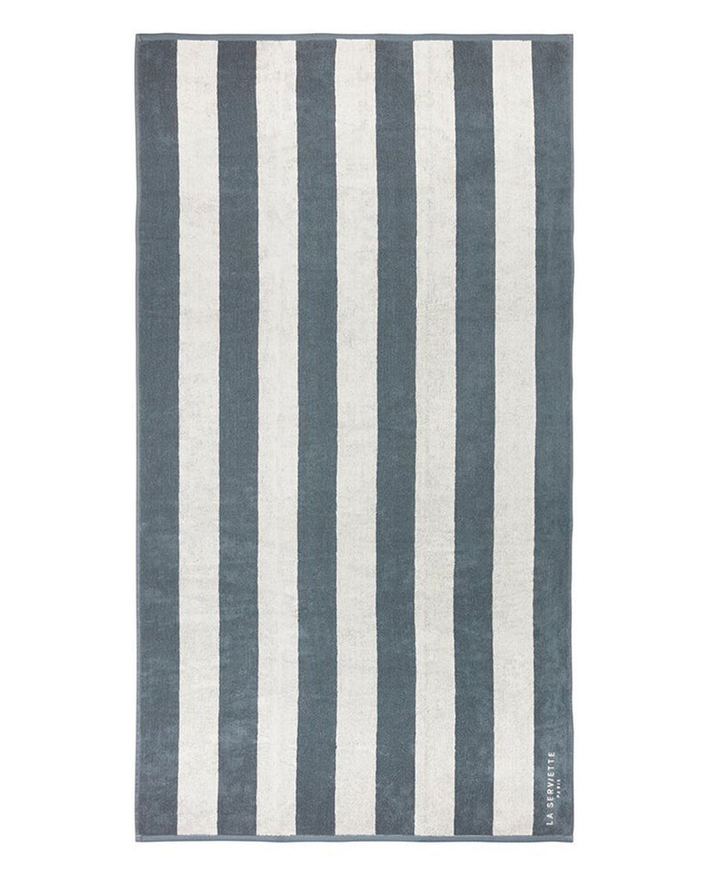 Serviette De Plage Rayures - Gris / Crème