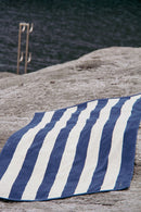 Serviette De Plage Rayures - Bleu Océan / Crème