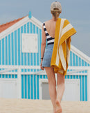 Serviette De Plage Rayures - Jaune Gold/Crème