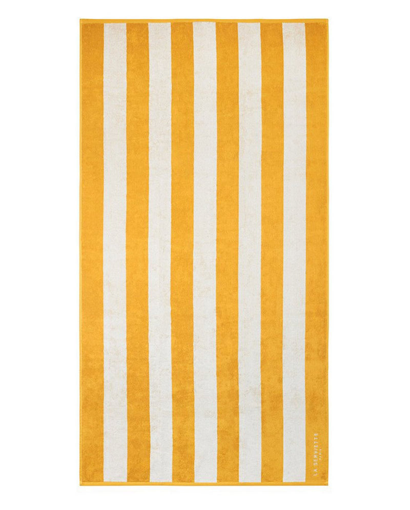 Serviette De Plage Rayures - Jaune Gold/Crème