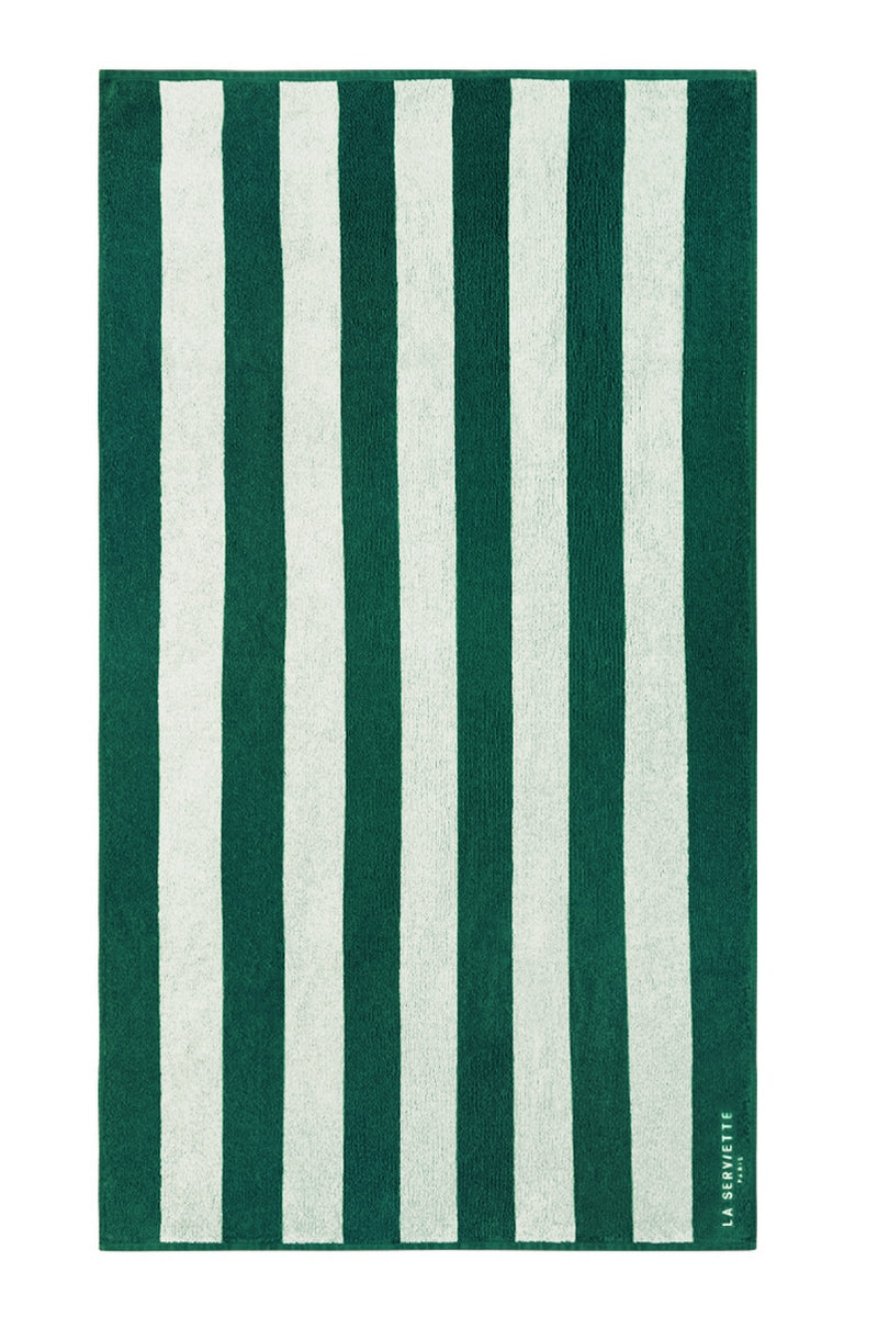 Striped Beach Towel - Imperial Green / Cream