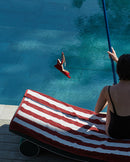 Serviette De Plage Rayures - Rouge Grenat / Crème