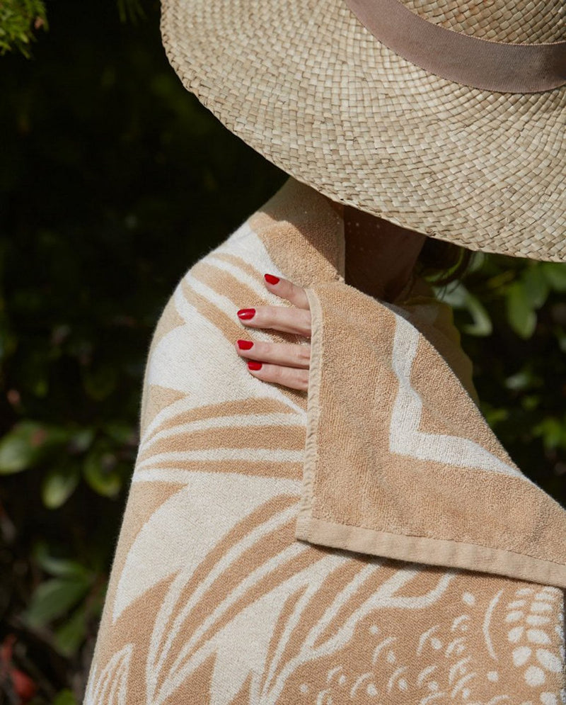 Serviette De Plage Croco - Sable / Crème