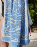 Serviette De Plage Croco - Bleu Fjord/Crème