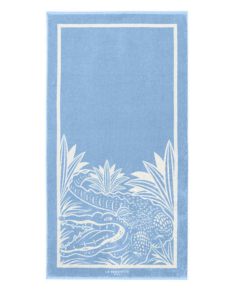 Serviette De Plage Croco - Bleu Fjord/Crème