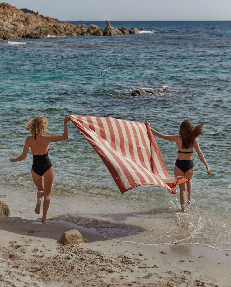 Serviette De Plage XXL Rayures - Rouille / Crème