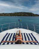 Serviette De Plage XXL Rayures - Bleu Océan / Crème