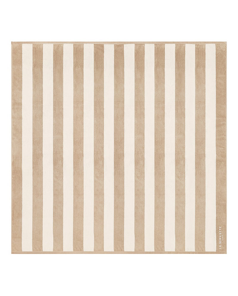 Serviette De Plage XXL Rayures - Sable / Crème