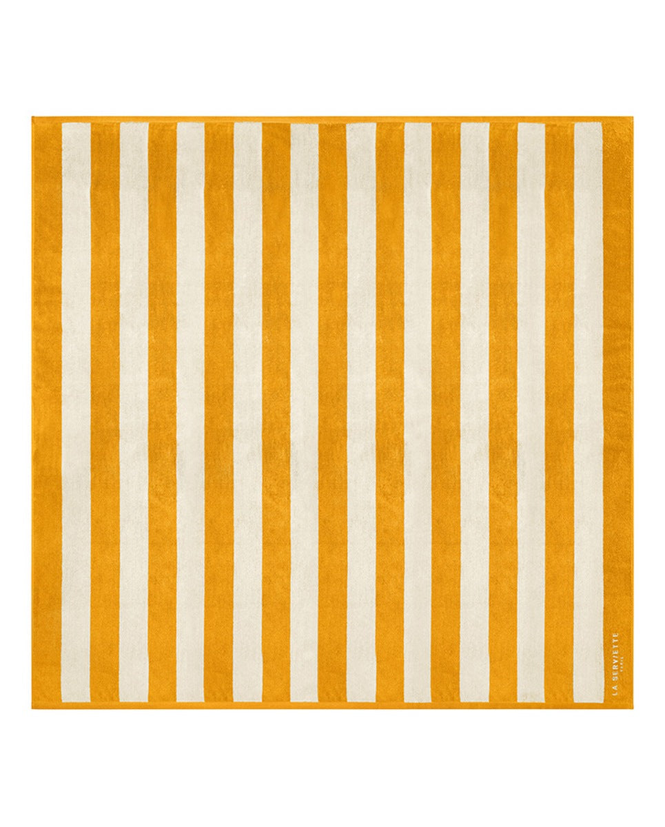 XXL Striped Beach Towel - Gold Yellow / Cream