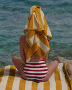 XXL Striped Beach Towel - Gold Yellow / Cream