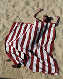 Serviette De Plage Rayures  - Rouge Grenat et Crème