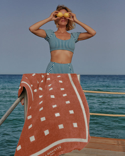 Serviette De Plage Square - Rouille / Crème