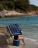 Serviette De Plage Square - Bleu Océan / Crème