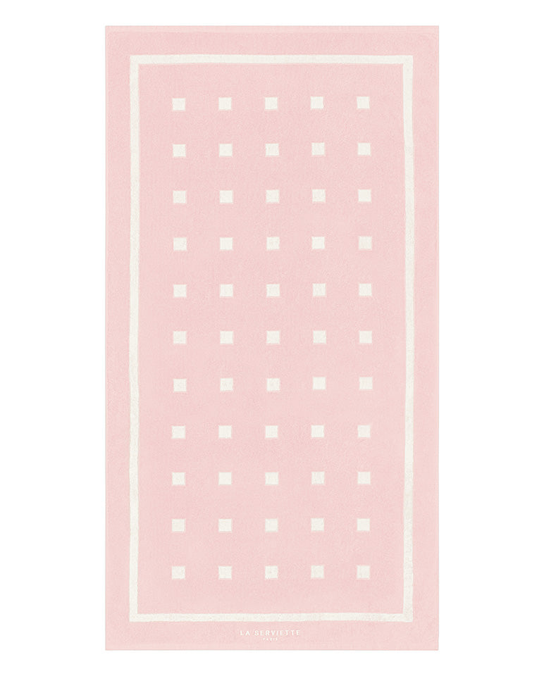 Serviette De Plage Square - Rose Nymphe / Crème