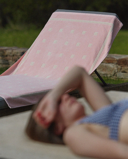 Serviette De Plage Square - Rose Nymphe / Crème