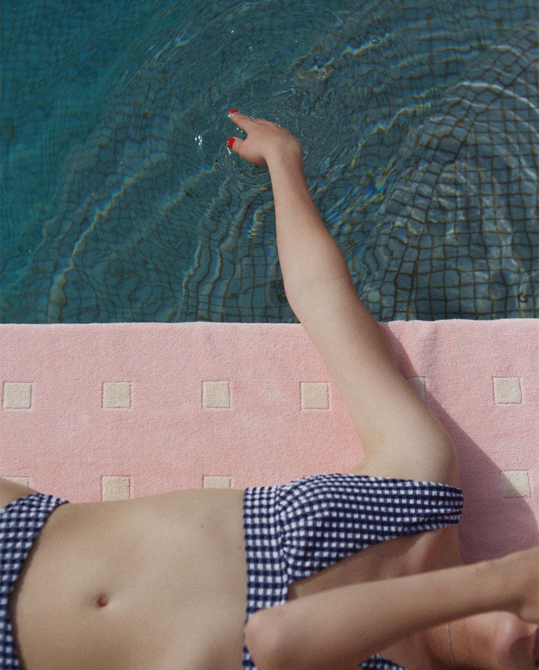 Serviette De Plage Square - Rose Nymphe / Crème