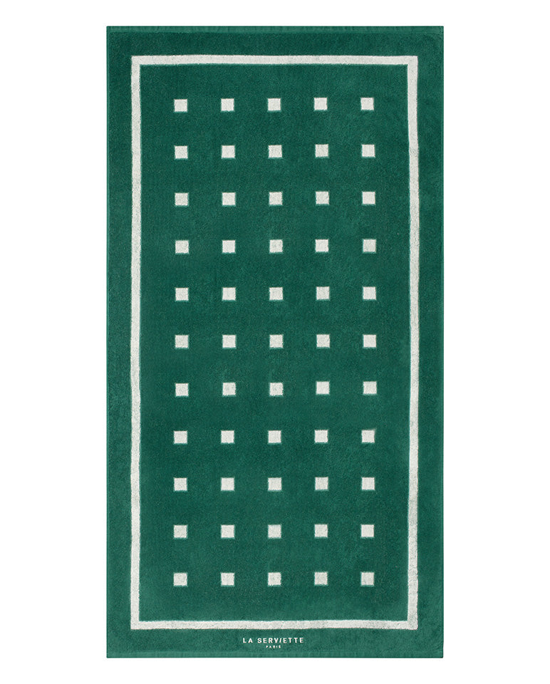 Serviette De Plage Square - Vert Impérial / Crème