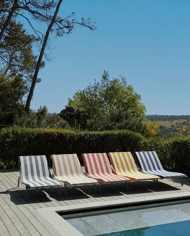 Serviette De Plage Rayures - Gris / Crème