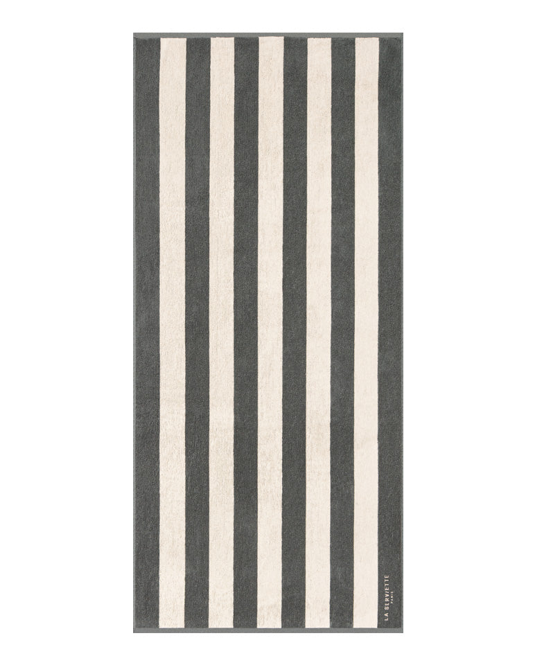 Serviette De Plage Rayures - Gris / Crème