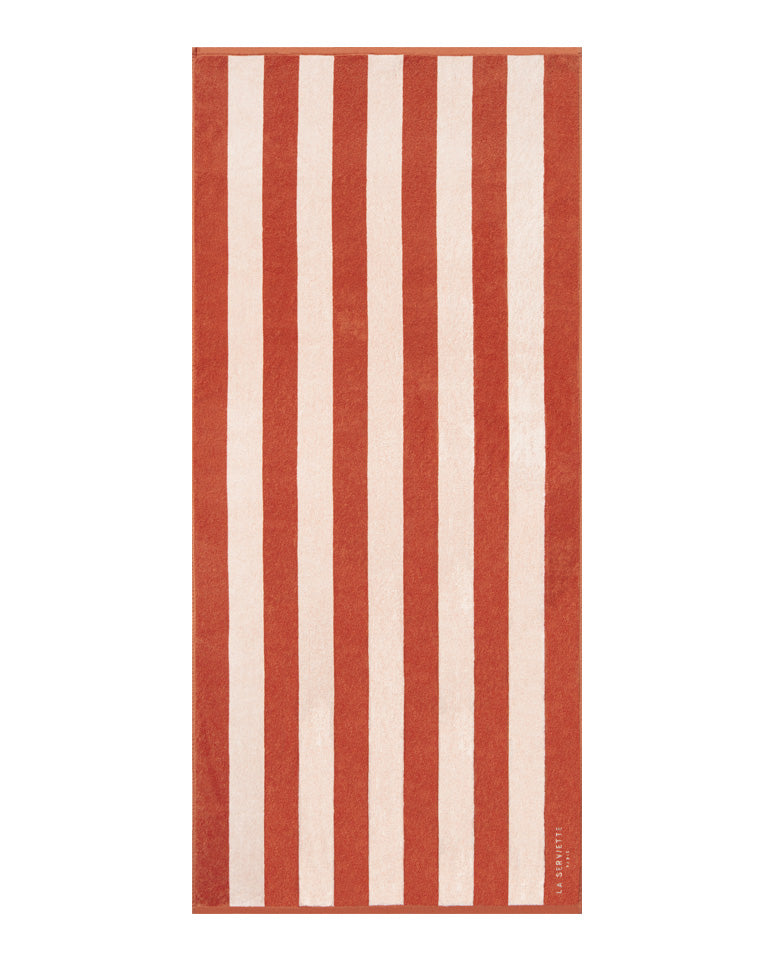 Serviette De Plage Rayures - Rouille / Crème