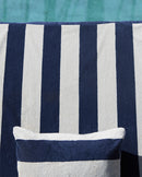 Serviette De Plage Rayures - Bleu Océan / Crème
