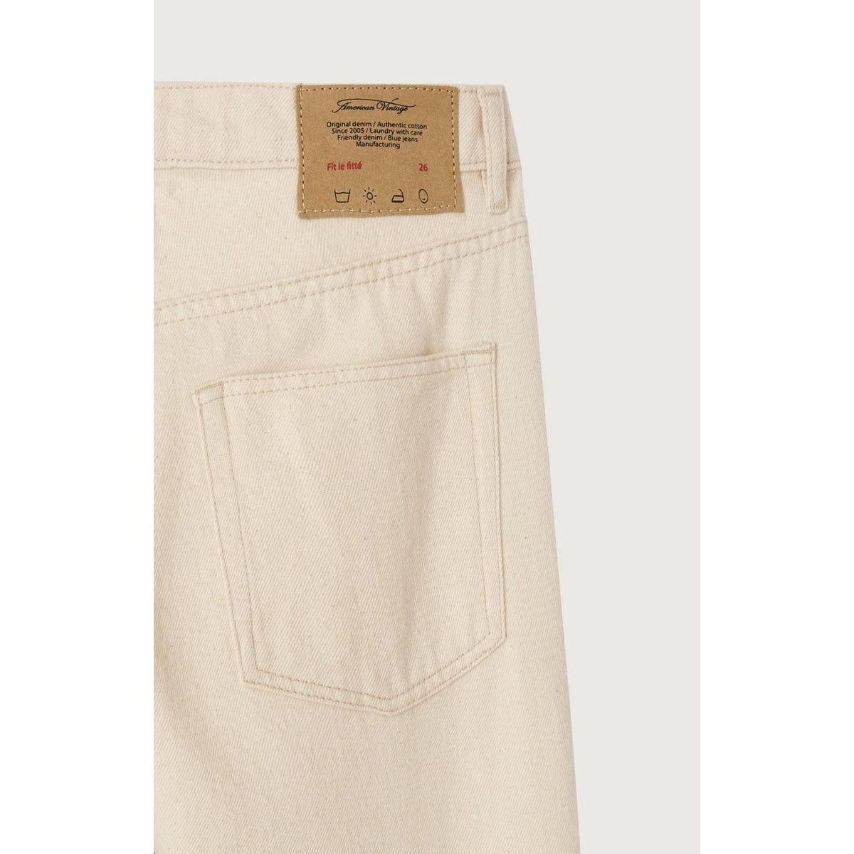 5-Pocket Fitted Cotton Trousers 100% - Ecru - Women