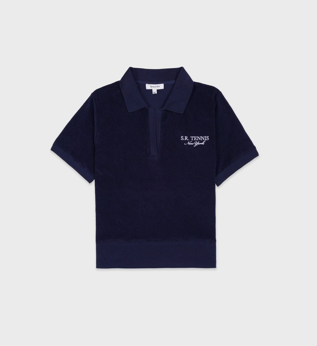 Polo Manches Courtes Sr Tennis Terry - Navy/White - Femme