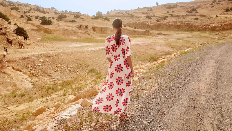 Robe Kimono Sicuani - Blanc Et Rouge