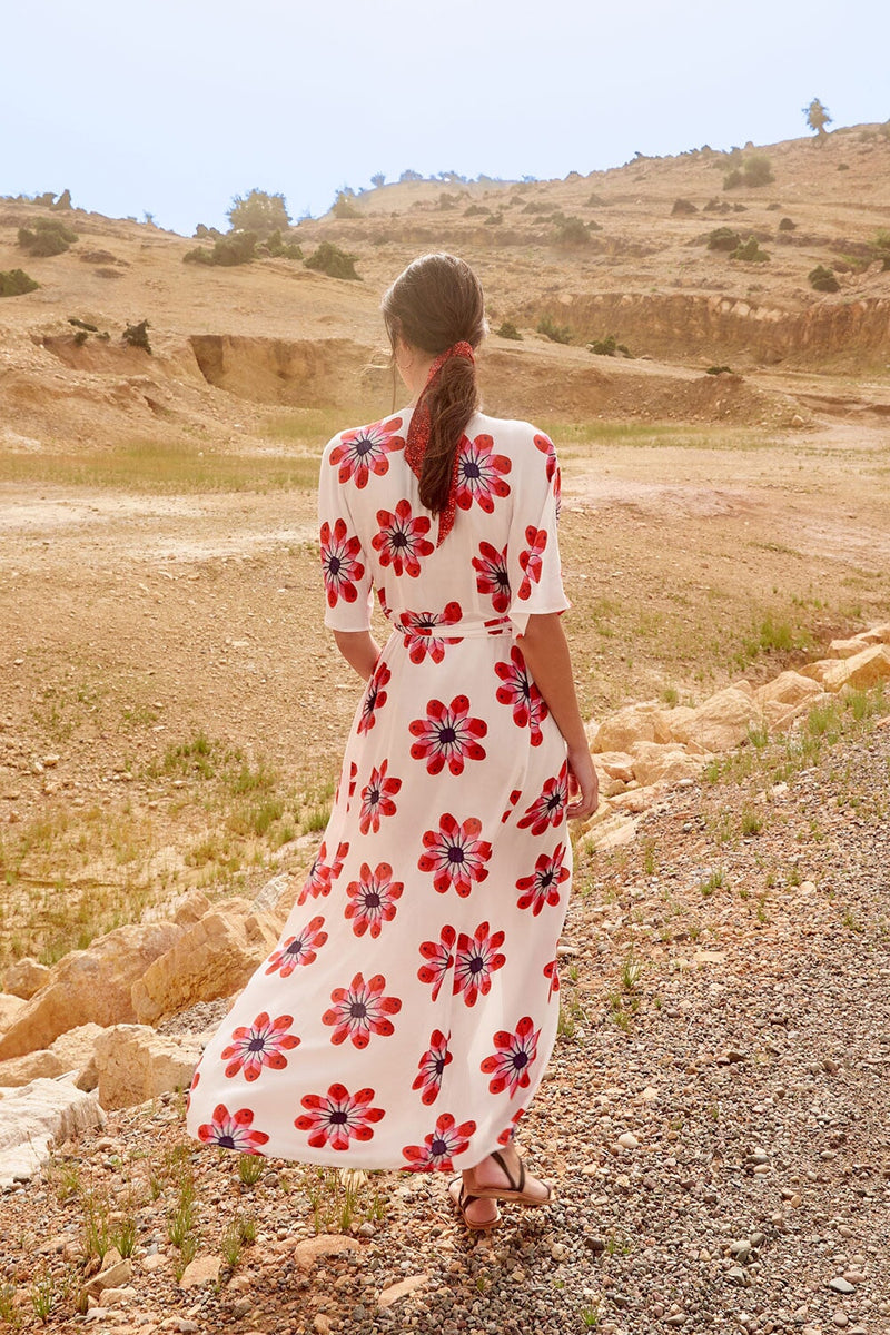 Robe Kimono Sicuani - Blanc Et Rouge