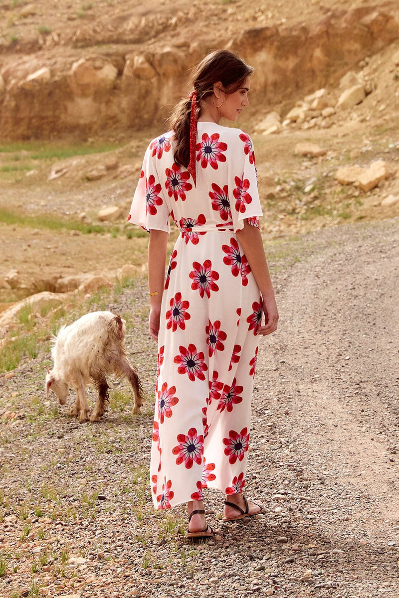 Robe Kimono Sicuani - Blanc Et Rouge