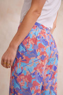 Pantalón fluido Victoire - Azul y naranja