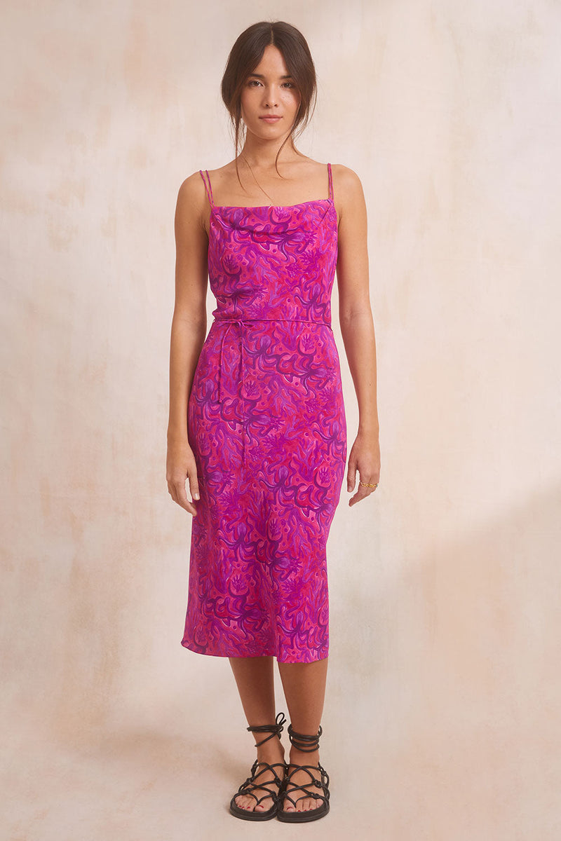 Robe Fatale En Soie Polpo - Rose Et Violet