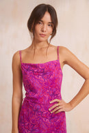 Vestido Polpo Silk Fatale - Rosa y morado