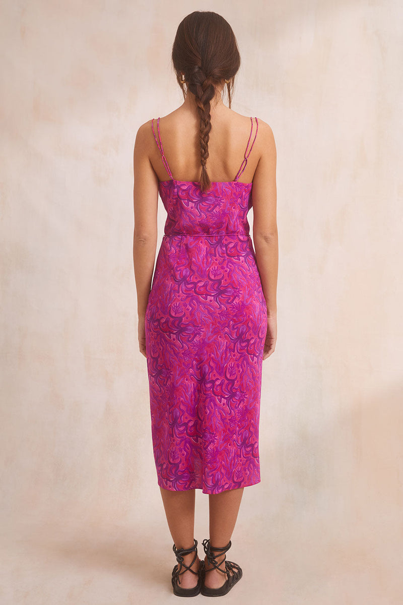 Vestido Polpo Silk Fatale - Rosa y morado