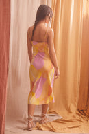 Vestido Fatale de seda Soi X Zahra Holm - Amarillo, naranja y rosa