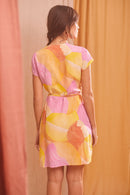 Robe Malicieuse En Soie Soi X Zahra Holm - Jaune, Orange Et Rose