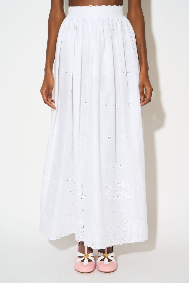 Long Skirt In Embroidered Cotton