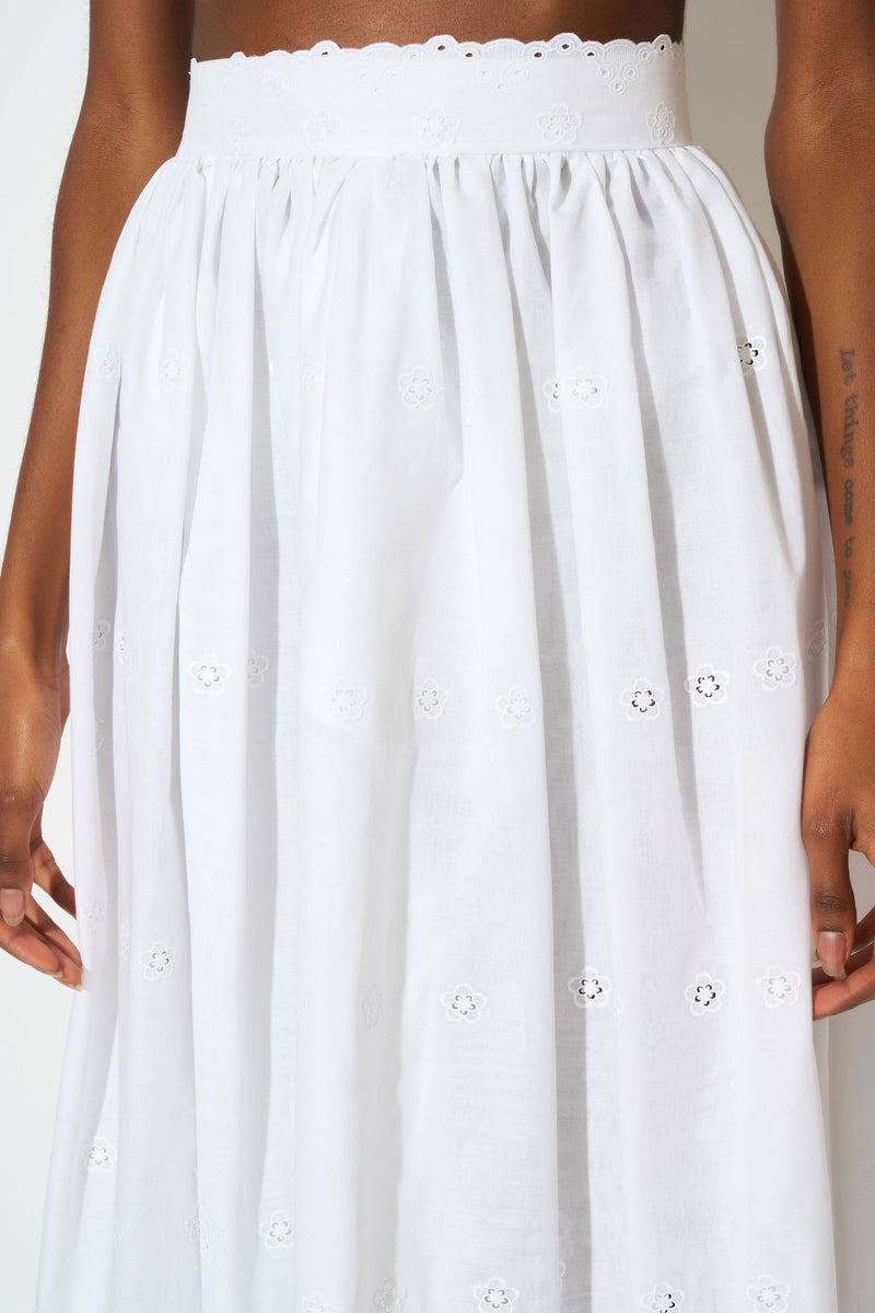 Long Skirt In Embroidered Cotton